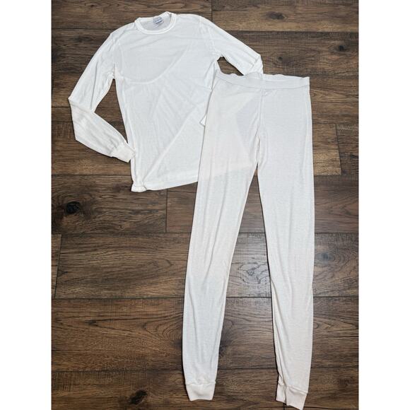 Vintage Patagonia Capilene White Label Base Layer Shirt Pants White Sz Medium - Picture 1 of 9